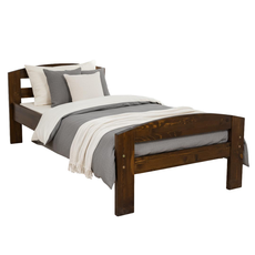 Pat de o persoana Transilvan, Simona, Lemn Masiv, 90x200 cm, Nuc