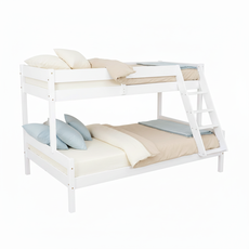 Pat etajat Transilvan, Alexandra, Lemn Masiv, Inaltime 155 cm, 80/120x200 cm, Alb Perlat