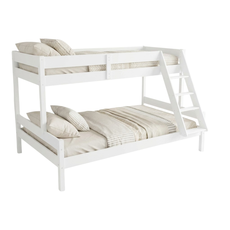 Pat etajat Transilvan, Alexandra, Lemn Masiv, Inaltime 155 cm, 90/140x200 cm, Alb Perlat