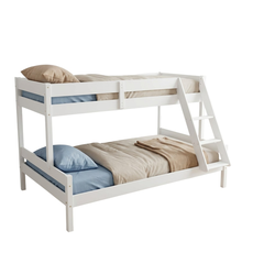 Pat etajat Transilvan, Sandra, Lemn Masiv, 80/120x200 cm, Alb Perlat