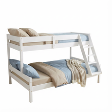 Bunk Bed Sandra, Transilvan, Solid Wood, 3 People, 90/140x200 cm, White