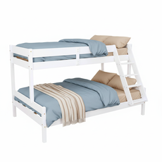 Bunk Bed Sandra, Transilvan, Solid Wood, 3 People, 90/140x200 cm, Pearl White