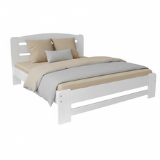 Pat matrimonial Dumbo, Transilvan, Lemn Masiv, Model 4/1, 140x200 cm, Alb