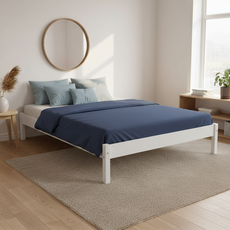 Pat matrimonial Sally, Transilvan, Lemn Masiv, Model 1/1, 120x200 cm, Alb