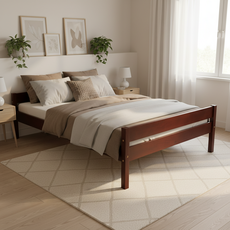 Double Bed Sally, Transilvan, Solid Wood, Model 2/2, 120x200 cm, Cherry