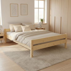 Double Bed Sally, Transilvan, Solid Wood, Model 2/2, 120x200 cm, Natural Wood