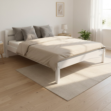 Pat matrimonial Sally, Transilvan, Lemn Masiv, Model 3/1, 140x190 cm, Alb