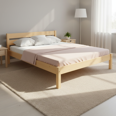 Pat matrimonial Sally, Transilvan, Lemn Masiv, Model 3/1, 140x190 cm, Natur