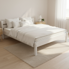 Pat matrimonial Sally, Transilvan, Lemn Masiv, Model 3/1, 160x190 cm, Alb