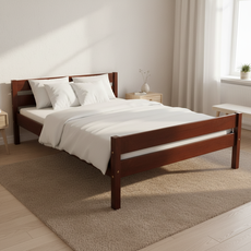 Double Bed Sally, Transilvan, Solid Wood, Model 3/2, 120x200 cm, Walnut