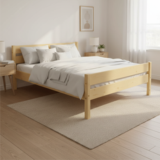Double Bed Sally, Transilvan, Solid Wood, Model 3/2, 120x200 cm, Natural Wood