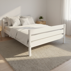 Double Bed Sally, Transilvan, Solid Wood, Model 3/3, 120x200 cm, White