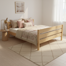 Double Bed Sally, Transilvan, Solid Wood, Model 3/3, 120x200 cm, Lacquered