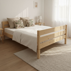 Double Bed Sally, Transilvan, Solid Wood, Model 3/3, 120x200 cm, Natural Wood