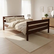 Double Bed Sally, Transilvan, Solid Wood, Model 3/3, 120x200 cm, Walnut
