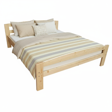 Pat matrimonial Simona, Transilvan, Lemn Masiv, 140x200 cm, Lacuit