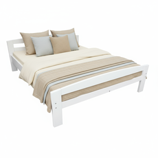 Pat matrimonial Simona, Transilvan, Lemn Masiv, 160x200 cm, Alb