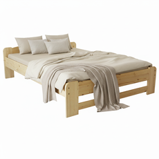 Pat matrimonial Transilvan, Dumbo, Lemn Masiv, Model 2/1, 140x200 cm, Natur