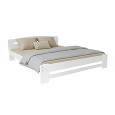 Pat matrimonial Transilvan, Dumbo, Lemn Masiv, Model 3/1, 140x200 cm, Alb