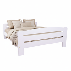 Pat matrimonial Transilvan, Dumbo, Lemn Masiv, Model 3/3, 160x200 cm, Alb