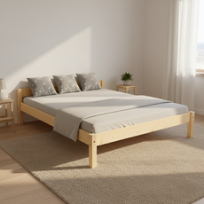 Pat matrimonial Transilvan, Sally, Lemn Masiv, Model 2/1, 140x200 cm, Natur