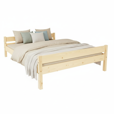 Pat matrimonial Transilvan, Sally, Lemn Masiv, Model 2/2, 140x200 cm, Natur