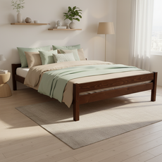 Double Bed Sally, Transilvan, Solid Wood, Model 2/2, 140x200 cm, Walnut