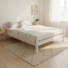 Pat matrimonial Transilvan, Sally, Lemn Masiv, Model 2/2, 160x200 cm, Alb