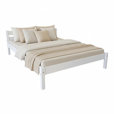 Pat matrimonial Transilvan, Sally, Lemn Masiv, Model 3/1, 140x200 cm, Alb