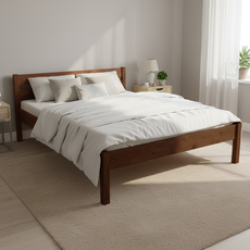 Pat matrimonial Transilvan, Sally, Lemn Masiv, Model 3/1, 140x200 cm, Nuc