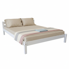 Pat matrimonial Transilvan, Sally, Lemn Masiv, Model 3/1, 160x200 cm, Alb