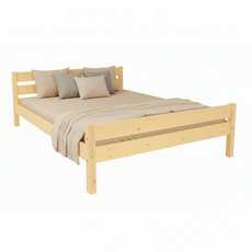 Pat matrimonial Transilvan, Sally, Lemn Masiv, Model 3/2, 140x200 cm, Lacuit