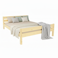 Pat matrimonial Transilvan, Sally, Lemn Masiv, Model 3/2, 140x200 cm, Natur