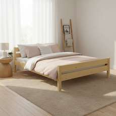 Double Bed Sally, Transilvan, Solid Wood, Model 3/2, 140x200 cm, Natural Wood