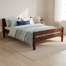 Double Bed Sally, Transilvan, Solid Wood, Model 3/2, 140x200 cm, Walnut