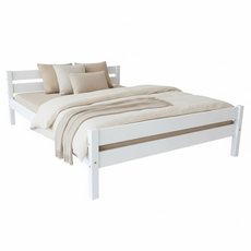 Pat matrimonial Transilvan, Sally, Lemn Masiv, Model 3/2, 160x200 cm, Alb