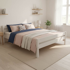 Pat matrimonial Transilvan, Sally, Lemn Masiv, Model 3/2, 160x200 cm, Alb