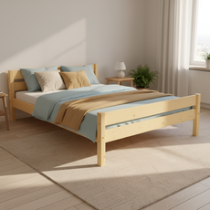 Pat matrimonial Transilvan, Sally, Lemn Masiv, Model 3/2, 160x200 cm, Natur