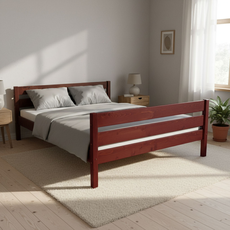 Double Bed Sally, Transilvan, Solid Wood, Model 3/3, 140x200 cm, Cherry