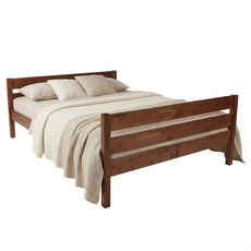 Pat matrimonial Transilvan, Sally, Lemn Masiv, Model 3/3, 140x200 cm, Nuc