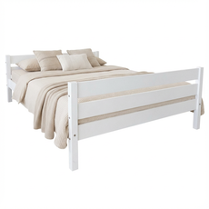 Pat matrimonial Transilvan, Sally, Lemn Masiv, Model 3/3, 160x200 cm, Alb