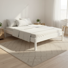 Pat matrimonial  Transilvan,Sally, Lemn Masiv, Model 1/1, 140x200 cm, Alb