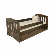 Pat pentru copii Transilvan, Simba, Lemn Masiv, 80x160 cm, Nuc