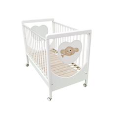 Patut Bebe Cuore Elefantino Vivo, BabyDreams, cu Sertar, Lemn Masiv, Design Elegant Italia, 132x71x103 cm, Alb