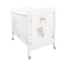 Baby Bed, BabyDreams, Balu, Drawer, Solid Wood, Italian Design, 133x71x106 cm, White-Beige