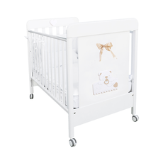 Baby Bed, BabyDreams, Ciuccione, Drawer, Solid Wood, Italian Design, 133x71x106 cm, White-Beige