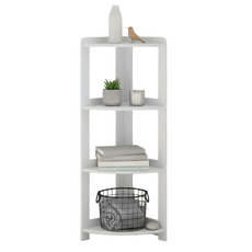 Shelf Elisse, Transilvan, 4 Levels, Outside Corner Shelf, Solid Wood, 37x37x127 cm, Grey