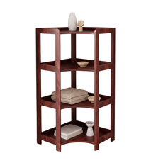 Shelf Elisse, Transilvan, 4 Levels, Inside Corner Shelf, Solid Wood, 60x60x127 cm, Cherry