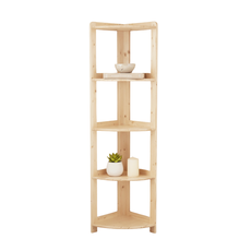 Shelf Elisse, Transilvan, 5 Levels, Outside Corner Shelf, Solid Wood, 37x37x165 cm, Natural Wood