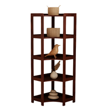 Shelf Elisse, Transilvan, 5 Levels, Inside Corner Shelf, Solid Wood, 60x60x165 cm, Cherry